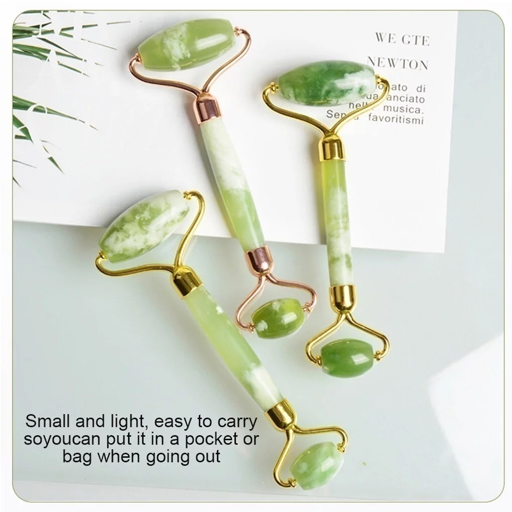Facial Massage Roller Stone Portable Facial Rolling Gold Straight Rod Jade